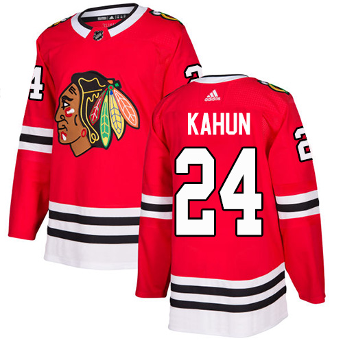 Adidas Chicago Blackhawks #24 Dominik Kahun Red Home Authentic Stitched Jersey Men's
