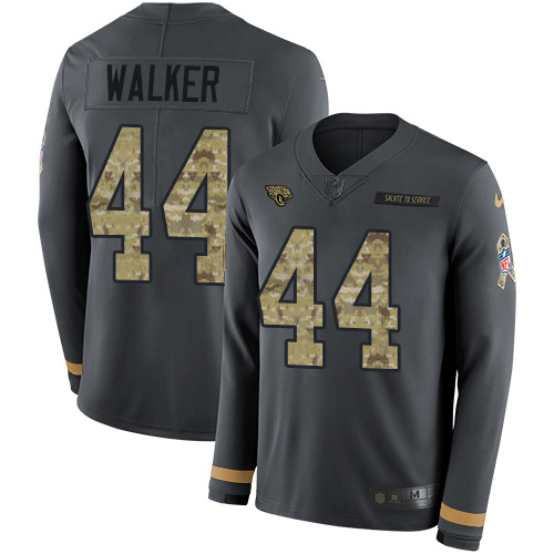 Jaguars #44 Travon Walker Anthracite Salute To Service Men's Stitched Limited Therma Long Sleeve Jersey