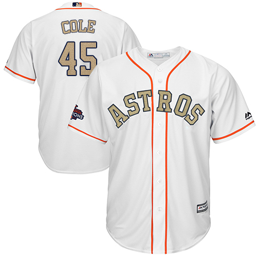 Houston Astros #45 Gerrit Cole White 2018 Gold Program Cool Base Stitched Youth Jersey Youth