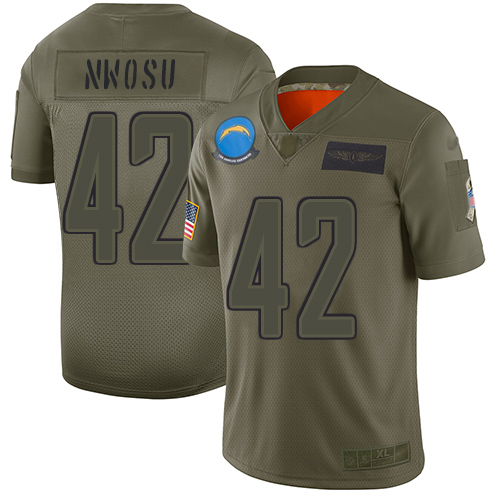 Los Angeles Chargers #42 Uchenna Nwosu Camo Youth Stitched Limited 2019 Salute to Service Jersey Youth