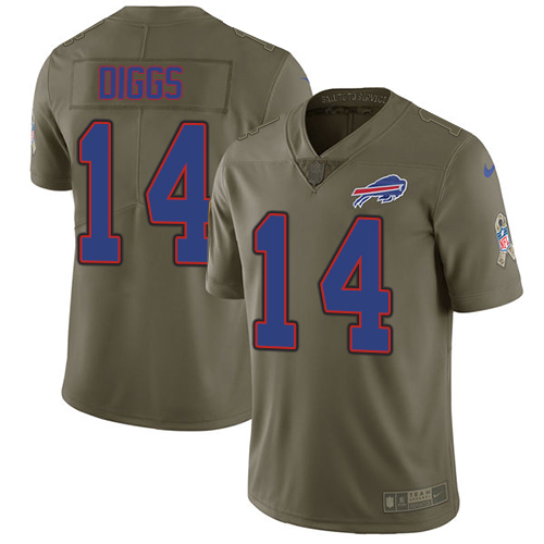 Bills #14 Stefon Diggs Olive Men's Stitched Limited 2017 Salute To Service Jersey