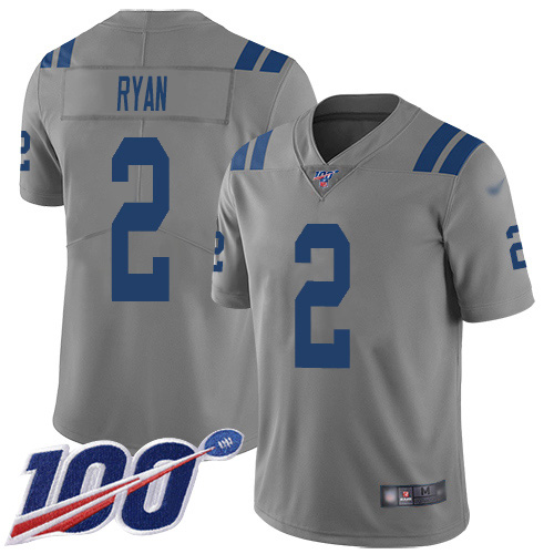 Colts #2 Matt Ryan Gray Youth Stitched Limited Inverted Legend 100th Season Jersey