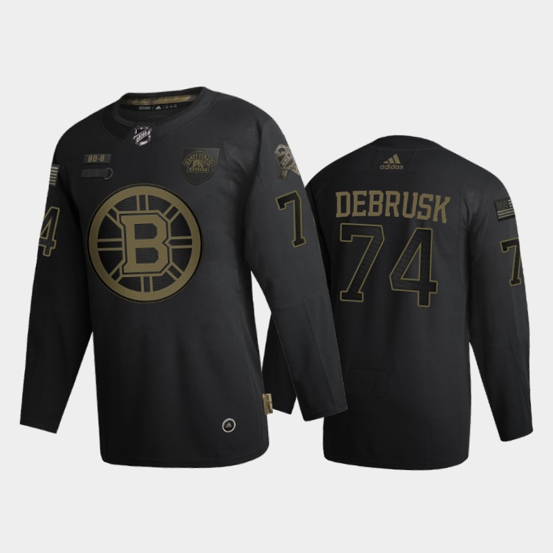 Boston Bruins #74 Jake Debrusk Men's Adidas 2020 Veterans Day Authentic Jersey - Black