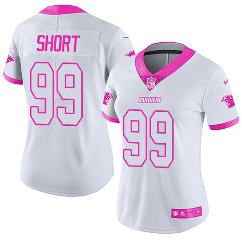 Carolina Panthers #99 Kawann Short White/Pink Women's Stitched Limited Rush Fashion Jersey Womens