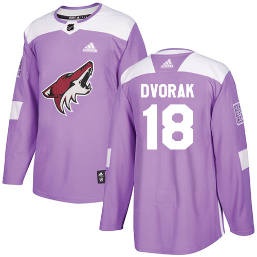 Adidas Arizona Coyotes #18 Christian Dvorak Purple Authentic Fights Cancer Stitched Jersey Men's