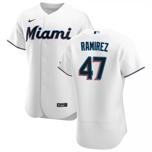 Miami Miami Marlins #47 Harold Ramirez Men's White Home 2020 Authentic Player Jersey Men's