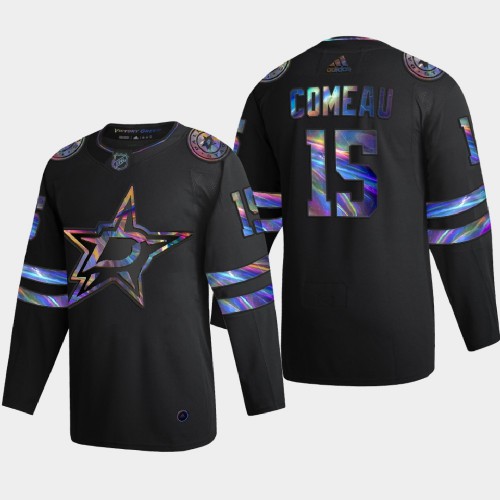 Dallas Dallas Stars #15 Blake Comeau Men's Iridescent Holographic Collection Jersey - Black Men's