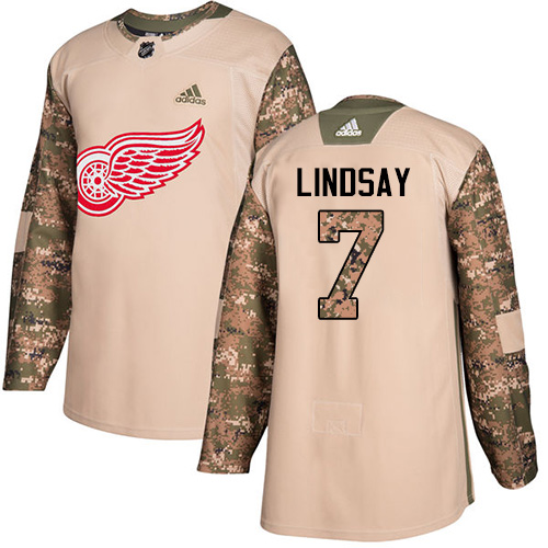 Adidas Detroit Red Wings #7 Ted Lindsay Camo Authentic 2017 Veterans Day Stitched Jersey Men's