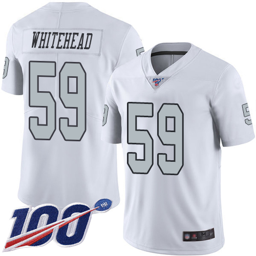 Las Vegas Raiders #59 Tahir Whitehead White Men's Stitched Limited Rush 100th Season Jersey Men's