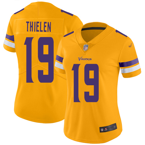 Vikings #19 Adam Thielen Gold Women's Stitched Limited Inverted Legend Jersey