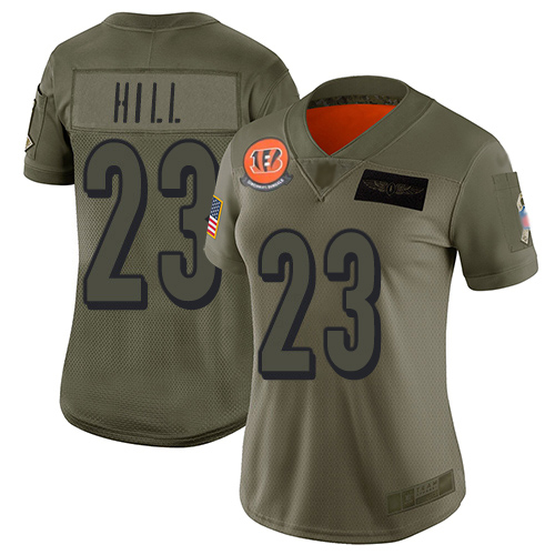 Bengals #23 Daxton Hill Camo Women's Stitched Limited 2019 Salute To Service Jersey