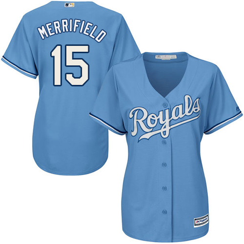 Kansas City Royals #15 Whit Merrifield Light Blue Alternate Women's Stitched Jersey Womens