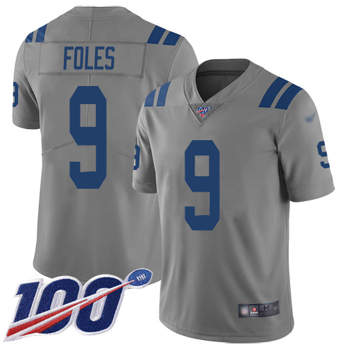 Colts #9 Nick Foles Gray Men's Stitched Limited Inverted Legend 100th Season Jersey