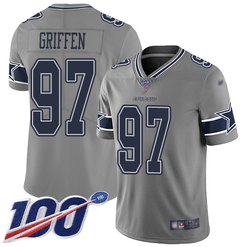 Dallas Cowboys #97 Everson Griffen Gray Youth Stitched Limited Inverted Legend 100th Season Jersey Youth