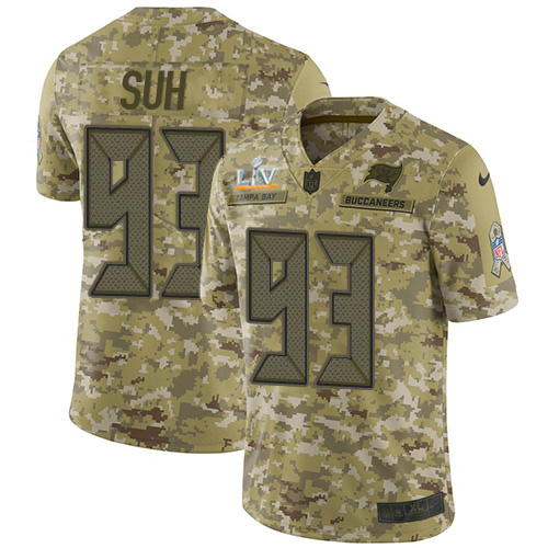 Tampa Bay Buccaneers #93 Ndamukong Suh Camo Men's Super Bowl LV Bound Stitched Limited 2018 Salute To Service Jersey Men's