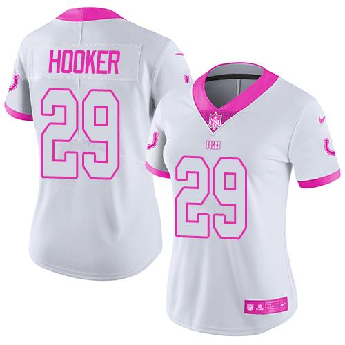 Indianapolis Colts #29 Malik Hooker White/Pink Women's Stitched Limited Rush Fashion Jersey Womens