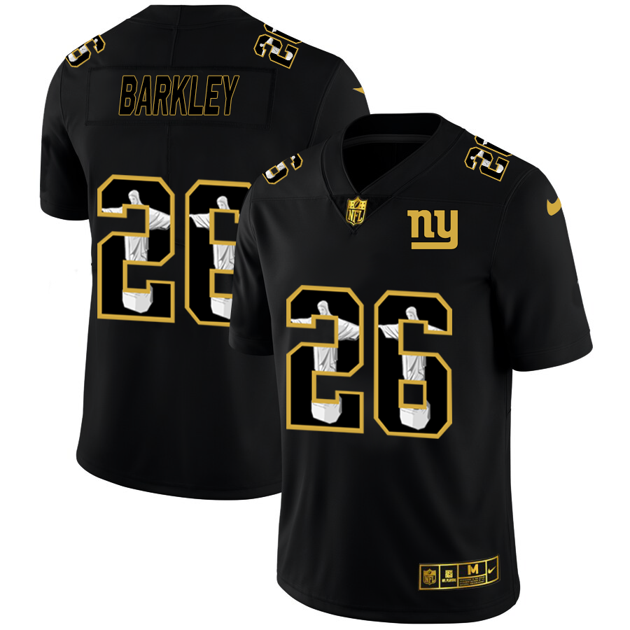 New York Giants #26 Saquon Barkley Carbon Black Vapor Cristo Redentor Limited Jersey