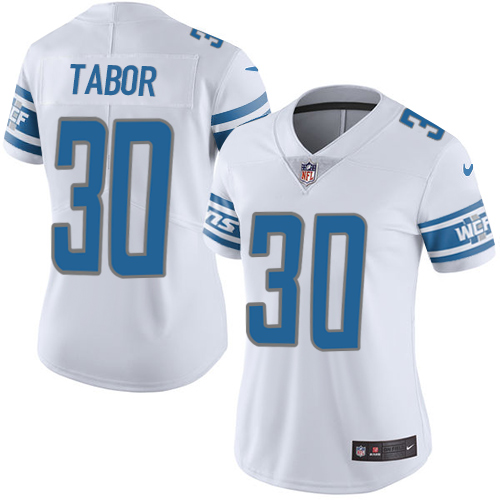 Detroit Lions #30 Teez Tabor White Women's Stitched Vapor Untouchable Limited Jersey Womens