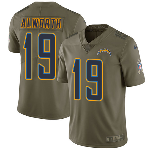 Los Angeles Chargers #19 Lance Alworth Olive Men's Stitched Limited 2017 Salute to Service Jersey Men's