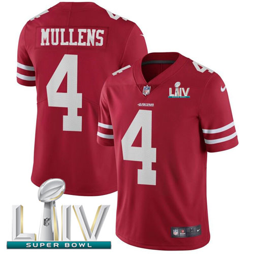 San Francisco 49ers #4 Nick Mullens Red Super Bowl LIV 2020 Team Color Youth Stitched Vapor Untouchable Limited Jersey Youth