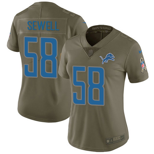 Detroit Detroit Lions #58 Penei Sewell Olive Women's Stitched Limited 2017 Salute To Service Jersey Womens