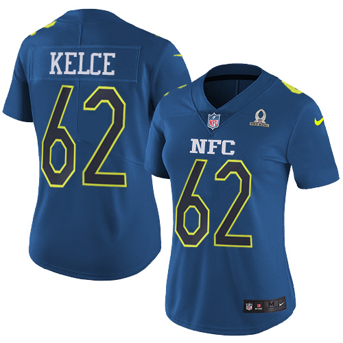 Eagles #62 Jason Kelce Navy Women's Stitched Limited NFC 2017 Pro Bowl Jersey
