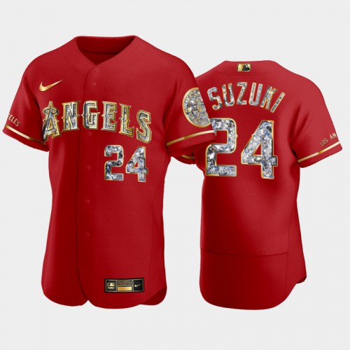 Los Angeles Los Angeles Angels #24 Kurt Suzuki Men's Diamond Edition Jersey - Red Men's