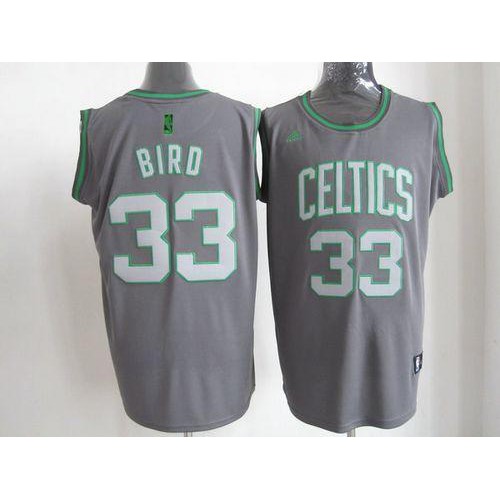 Boston Celtics #33 Larry Bird Grey Graystone Fashion Stitched Jersey Mens
