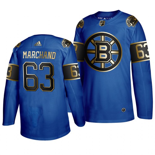 Adidas Boston Bruins #63 Brad Marchand 2019 Father's Day Black Golden Men's Authentic Jersey Royal Men's