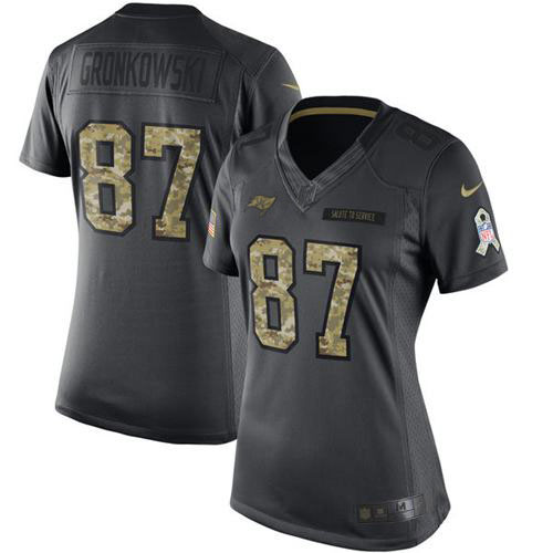 Buccaneers #87 Rob Gronkowski Black Women's Stitched Limited 2016 Salute To Service Jersey