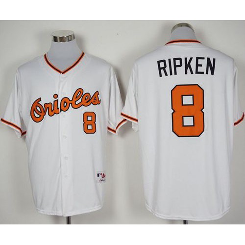 Baltimore Orioles #8 Cal Ripken White 1966 Turn Back The Clock Stitched Jersey Men's