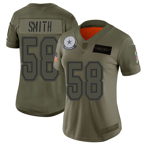 Dallas Cowboys #58 Aldon Smith Camo Women's Stitched Limited 2019 Salute To Service Jersey Womens