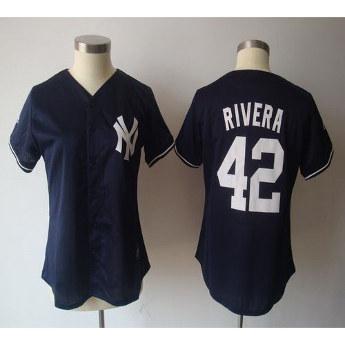 New York Yankees #42 Mariano Rivera Navy Blue Women's Fashion Stitched Jersey Womens