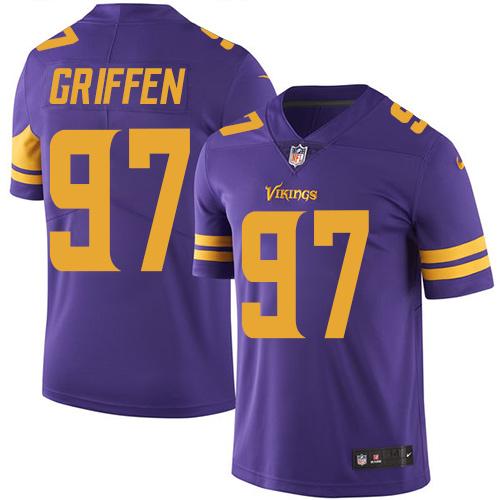 Minnesota Vikings #97 Everson Griffen Purple Youth Stitched Limited Rush Jersey Youth