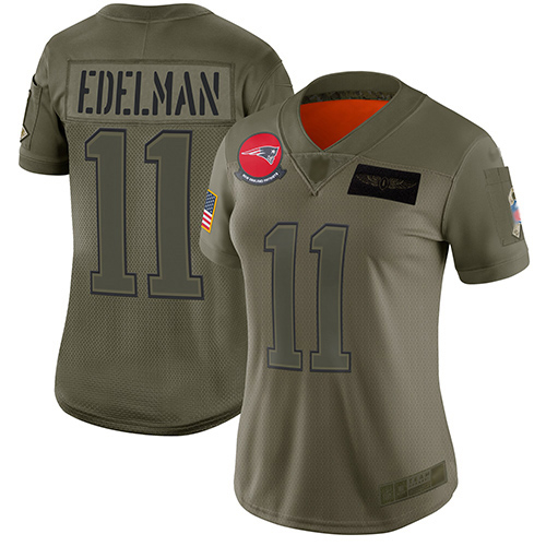 Patriots #11 Julian Edelman Camo Women's Stitched Limited 2019 Salute To Service Jersey