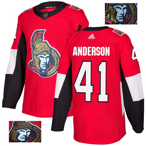 Adidas Ottawa Senators #41 Craig Anderson Red Home Authentic Fashion Gold Stitched Jersey Men's