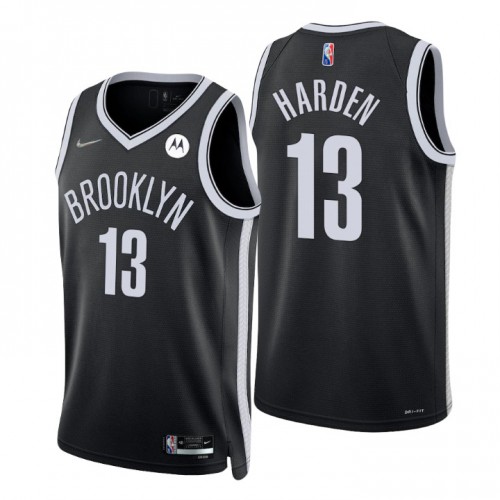 Brooklyn Nets #13 James Harden Black Mens 2021-22 75th Anniversary Diamond Swingman Jersey - Icon Edition Mens