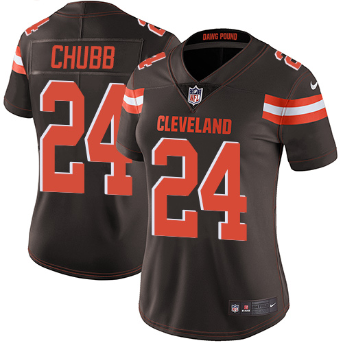 Browns #24 Nick Chubb Brown Team Color Women's Stitched Vapor Untouchable Limited Jersey