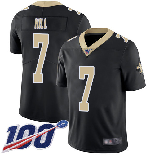 Saints #7 Taysom Hill Black Team Color Men's Stitched 100th Season Vapor Limited Jersey