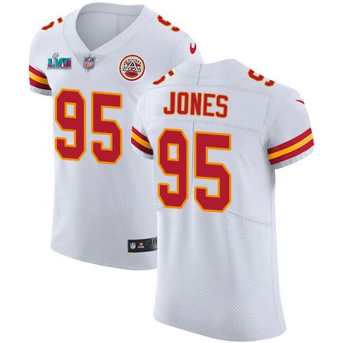 Chiefs #95 Chris Jones White Super Bowl LVII Patch Men's Stitched Vapor Untouchable Elite Jersey