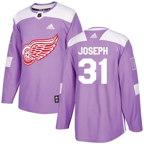 Adidas Detroit Red Wings #31 Curtis Joseph Purple Authentic Fights Cancer Stitched Jersey Men's