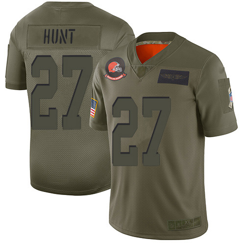 Cleveland Browns #27 Kareem Hunt Camo Youth Stitched Limited 2019 Salute to Service Jersey Youth