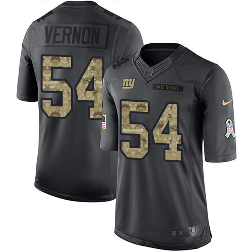 New York Giants #54 Olivier Vernon Black Men's Stitched Limited 2016 Salute to Service Jersey Men's