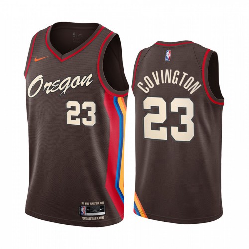 Portland Trail Blazers #23 Robert Covington Chocolate Youth Swingman 2020-21 City Edition Jersey Youth