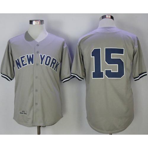 Mitchell And Ness 1978 New York Yankees #15 Thurman Munson Grey Throwback Stitched Jersey Men's