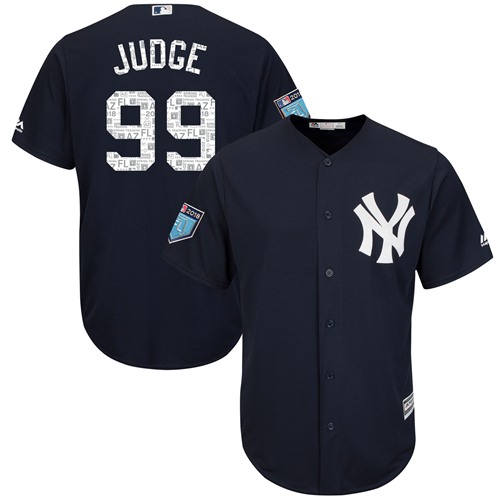 New York Yankees #99 Aaron Judge Navy Blue 2018 Spring Training Cool Base Stitched Jersey Men's