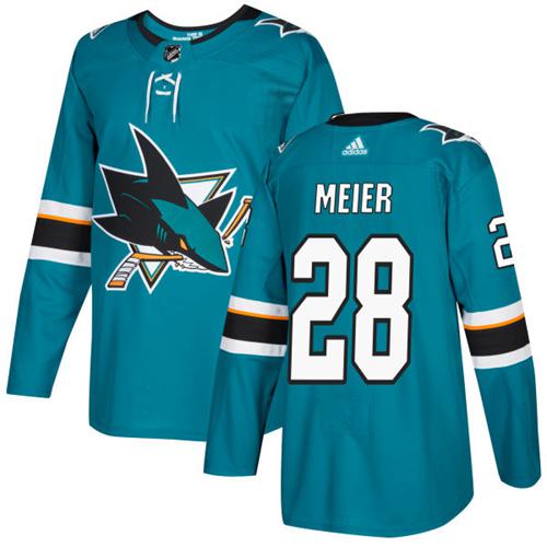 Adidas San Jose Sharks #28 Timo Meier Teal Home Authentic Stitched Jersey Men's
