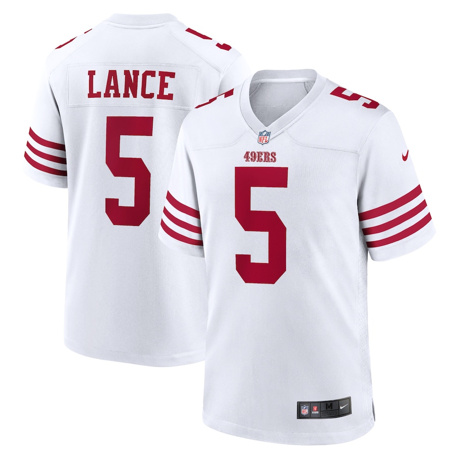 San Francisco 49ers #5 Trey Lance Men's 2022 Player Game Jersey - White