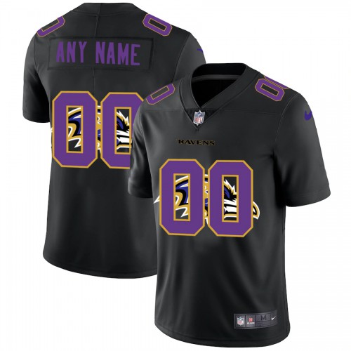 Baltimore Ravens Custom Men's Team Logo Dual Overlap Limited Jersey Black
