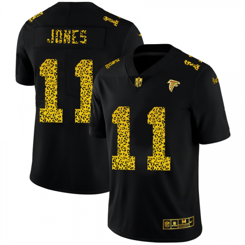 Atlanta Atlanta Falcons #11 Julio Jones Men's Leopard Print Fashion Vapor Limited Jersey Black Men's